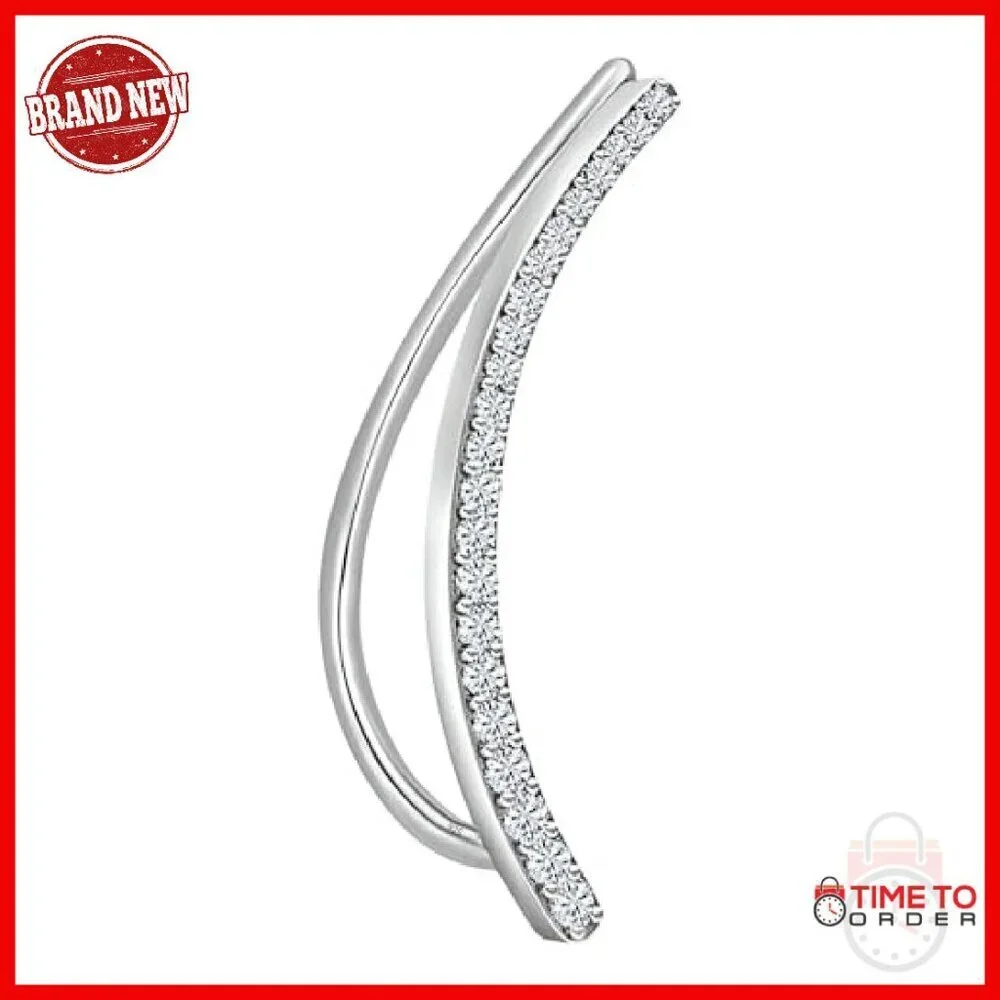 Sterling Silver Diamond Cuff Earring 0.11ct Natural White Diamond